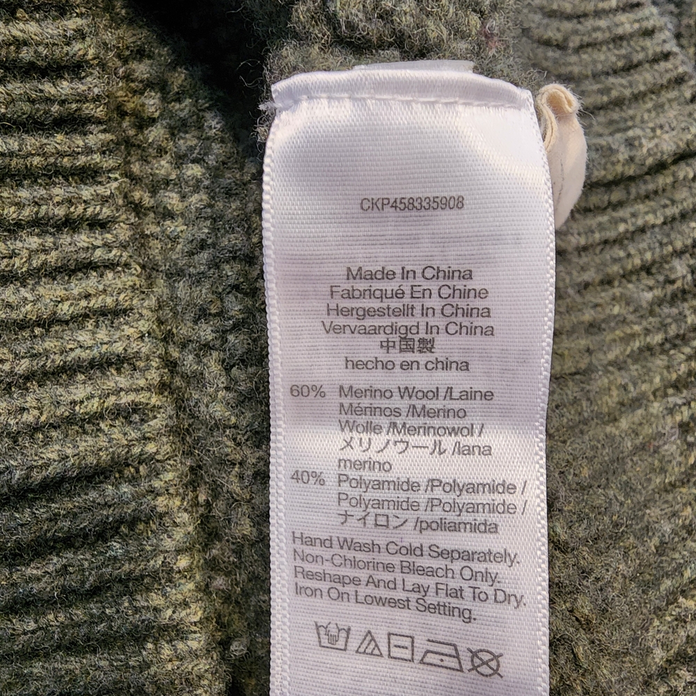 *MERINO WOOL* Madewell Olive Cable Knit Sweater with Ruffle Details - Picture 4 of 4